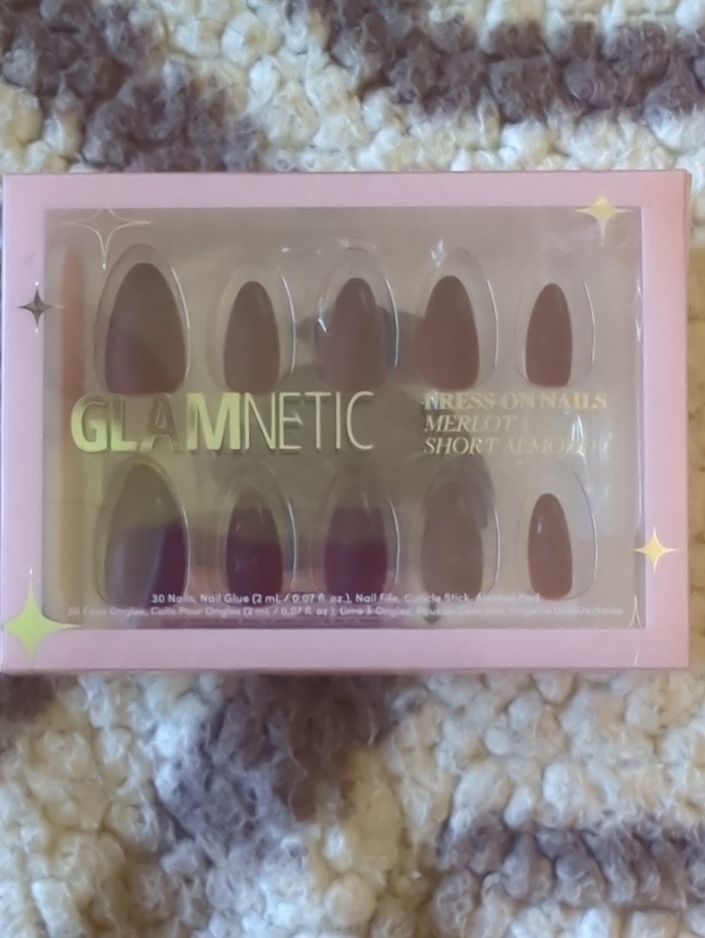 Glamnetic Merlot Short Almond Press-On Nails - Deep Merlot